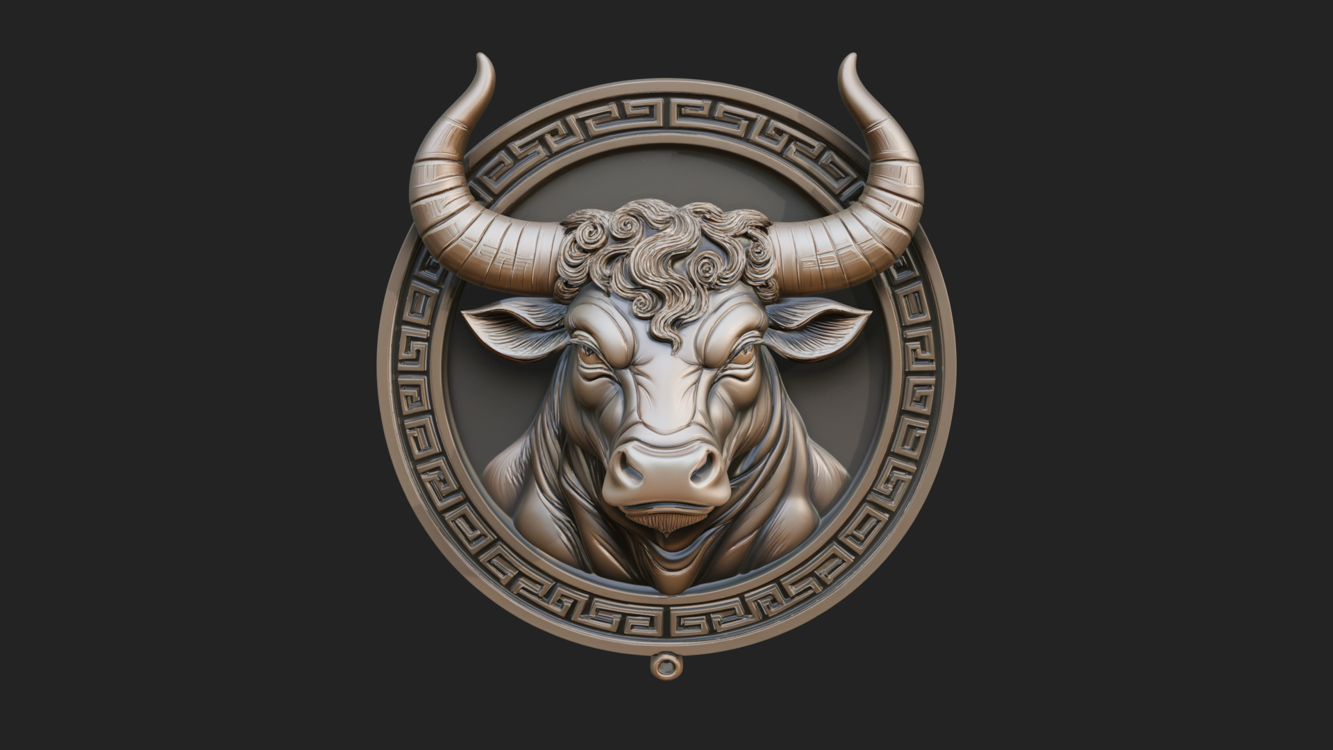 Bull Head Oval Relief Plaque Design 4 3D Print Model 3D Model