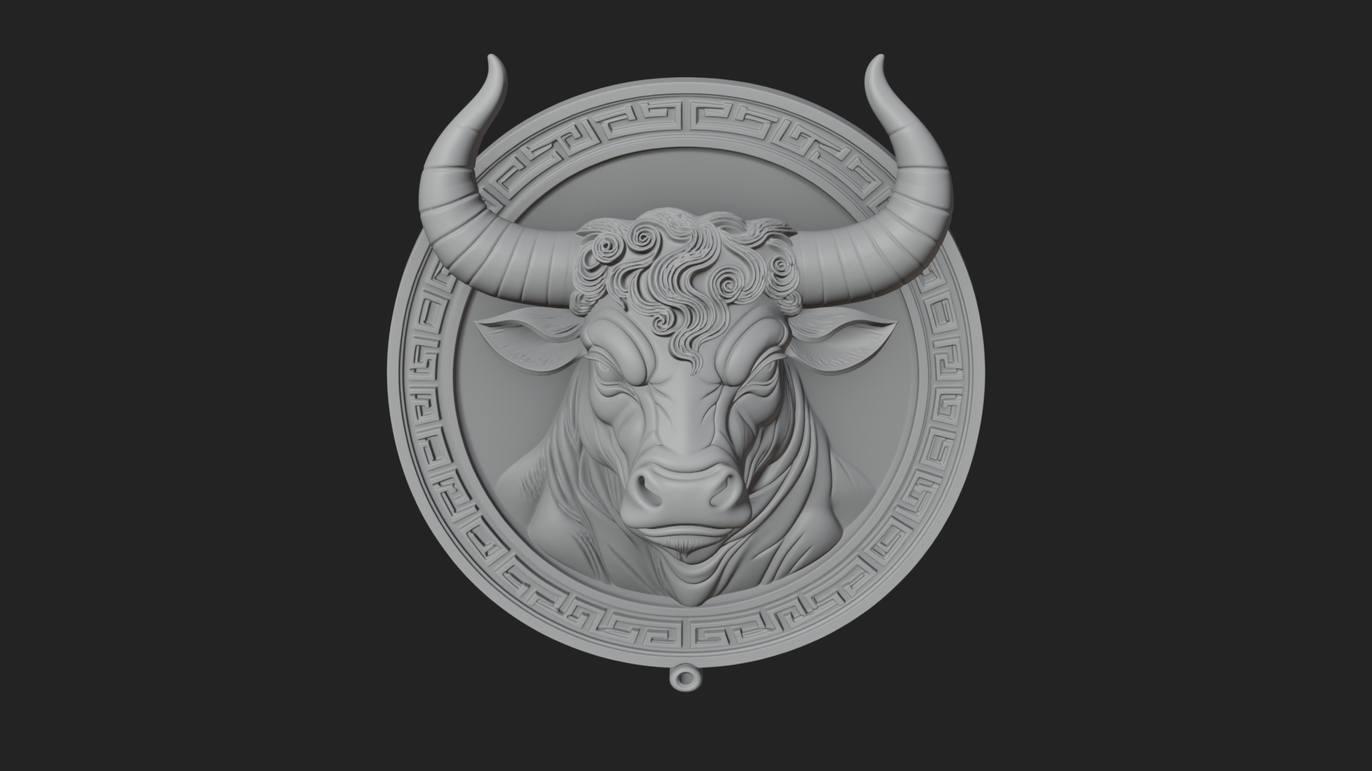 Bull Head Oval Relief Plaque Design 4 3D Print Model 3D Model