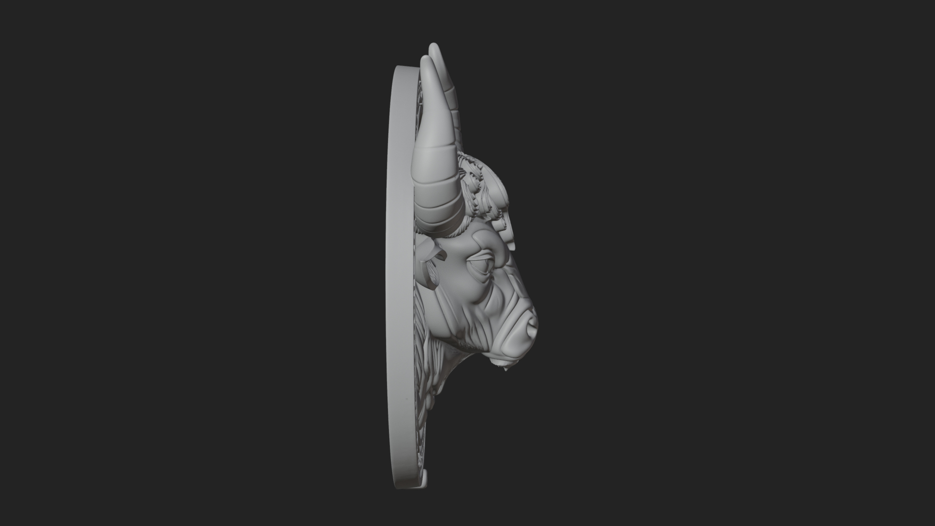Bull Head Oval Relief Plaque Design 4 3D Print Model 3D Model