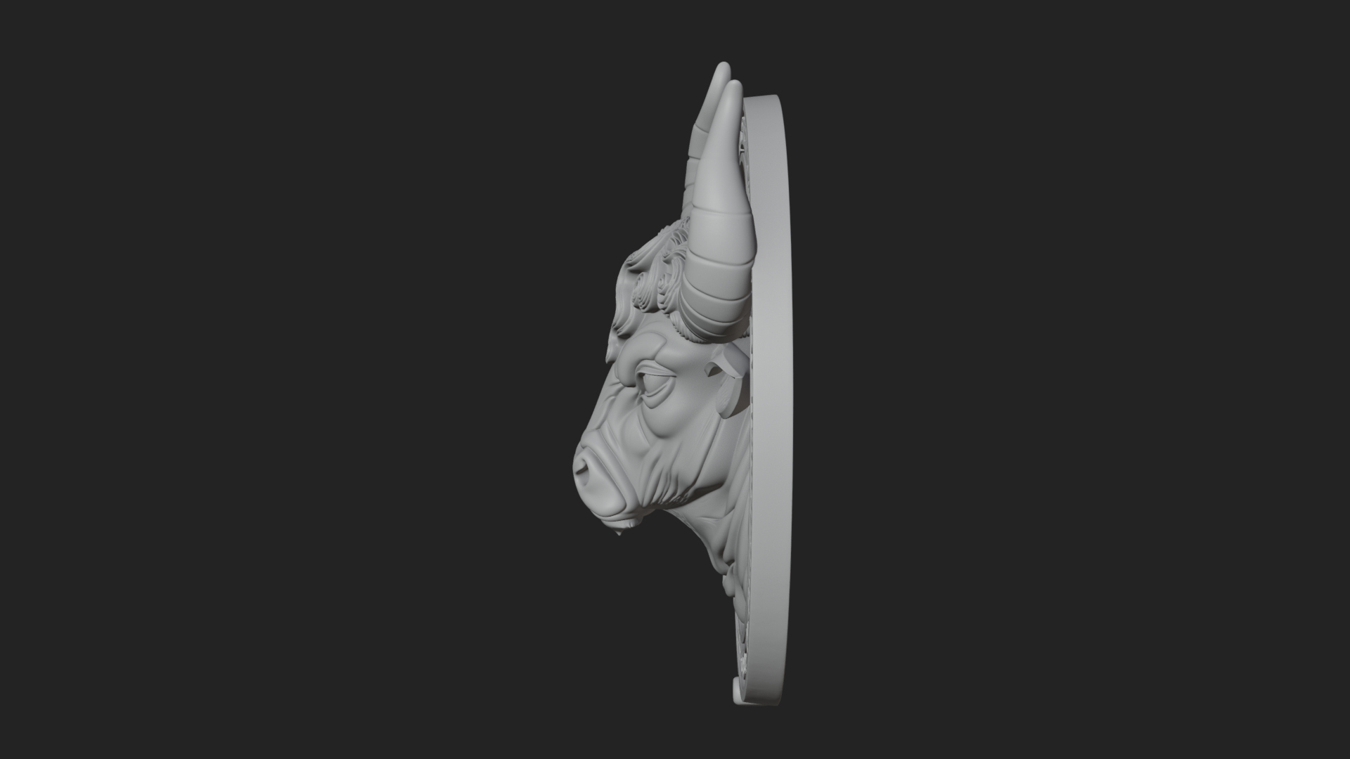 Bull Head Oval Relief Plaque Design 4 3D Print Model 3D Model
