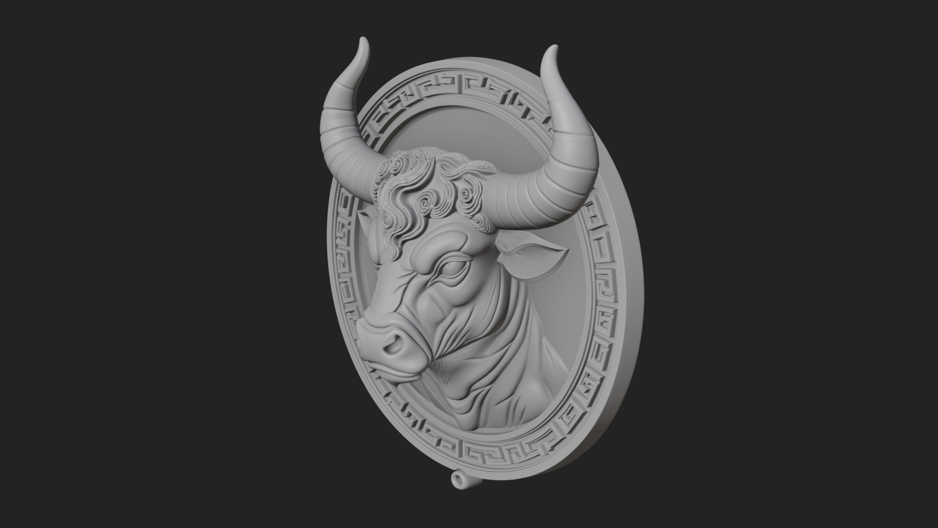 Bull Head Oval Relief Plaque Design 4 3D Print Model 3D Model