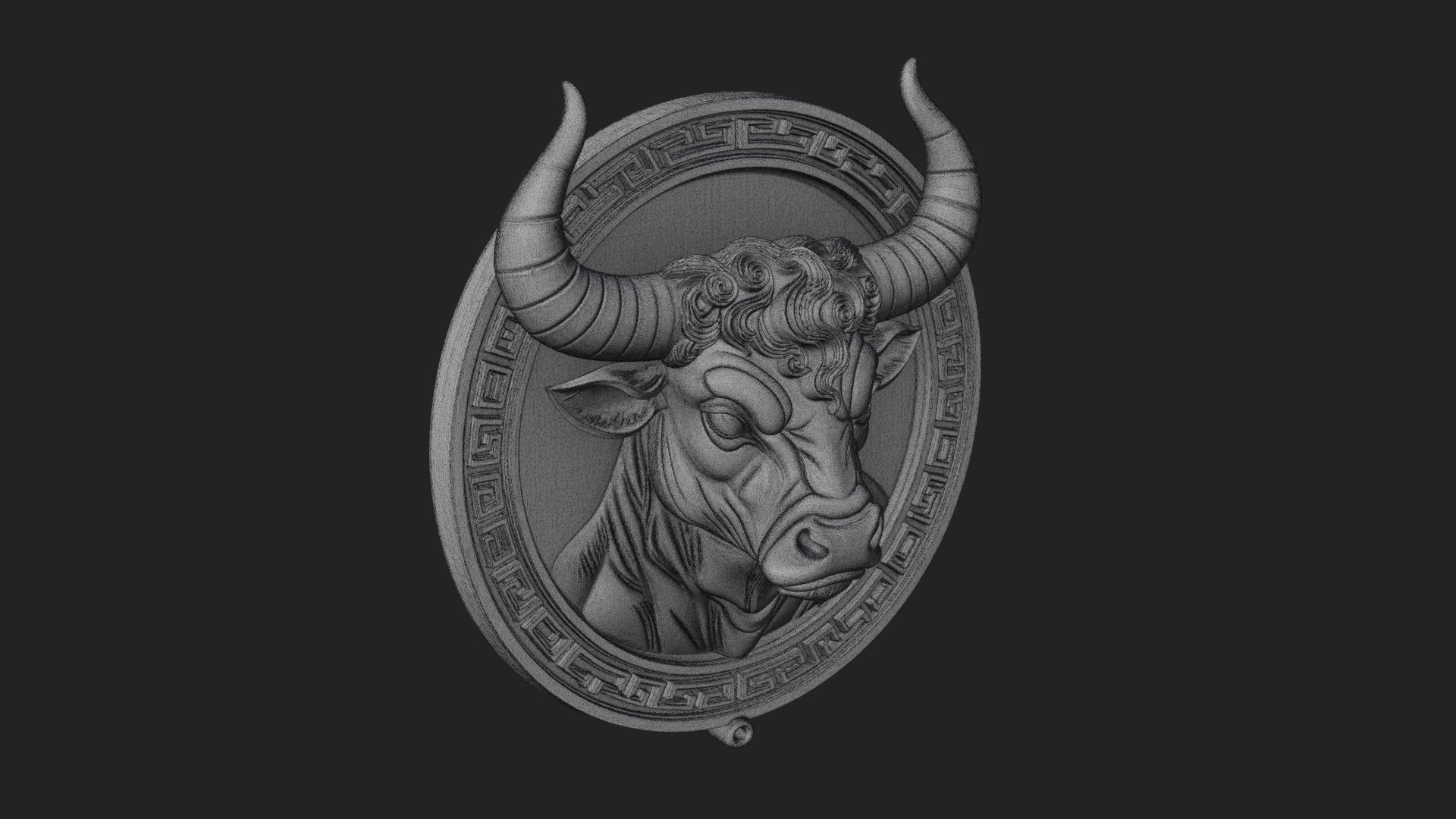 Bull Head Oval Relief Plaque Design 4 3D Print Model 3D Model