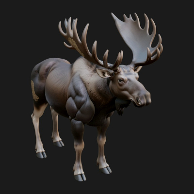 Bull Moose Statue Design 1 3D Print Model