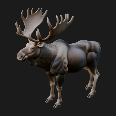 Bull Moose Statue Design 3 3D Print Model