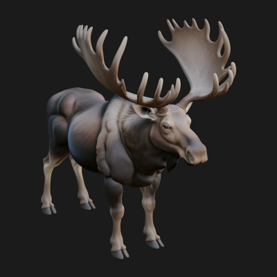 Bull Moose Statue Design 4 3D Print Model
