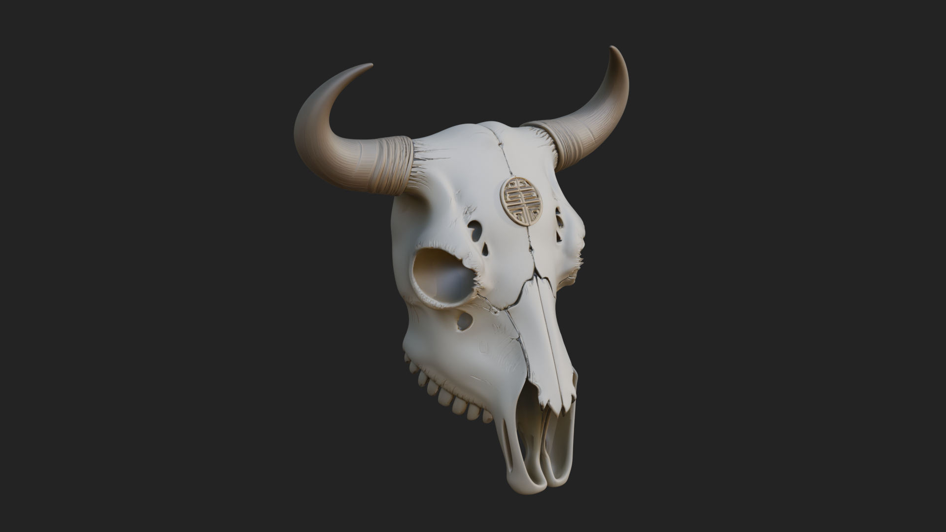 Bull Skull Statue Design 1 3D Print Model 3D Model
