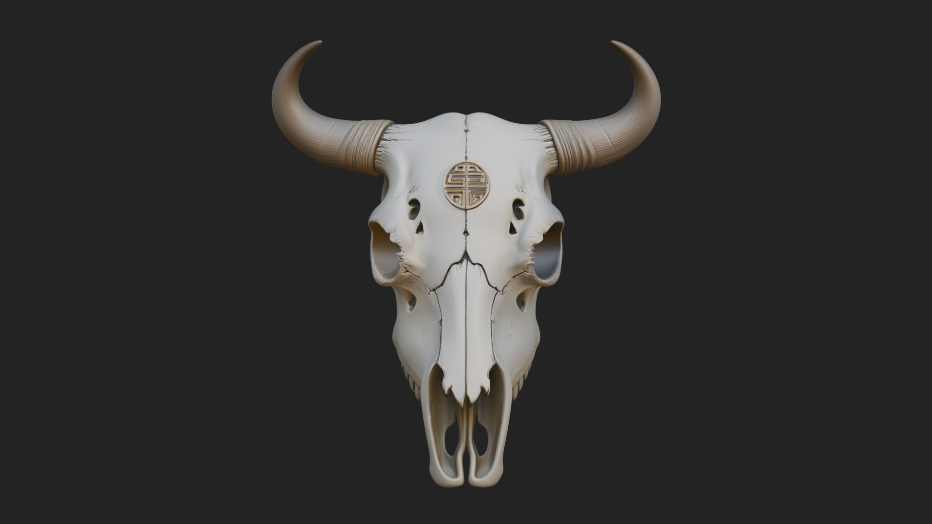 Bull Skull Statue Design 1 3D Print Model 3D Model