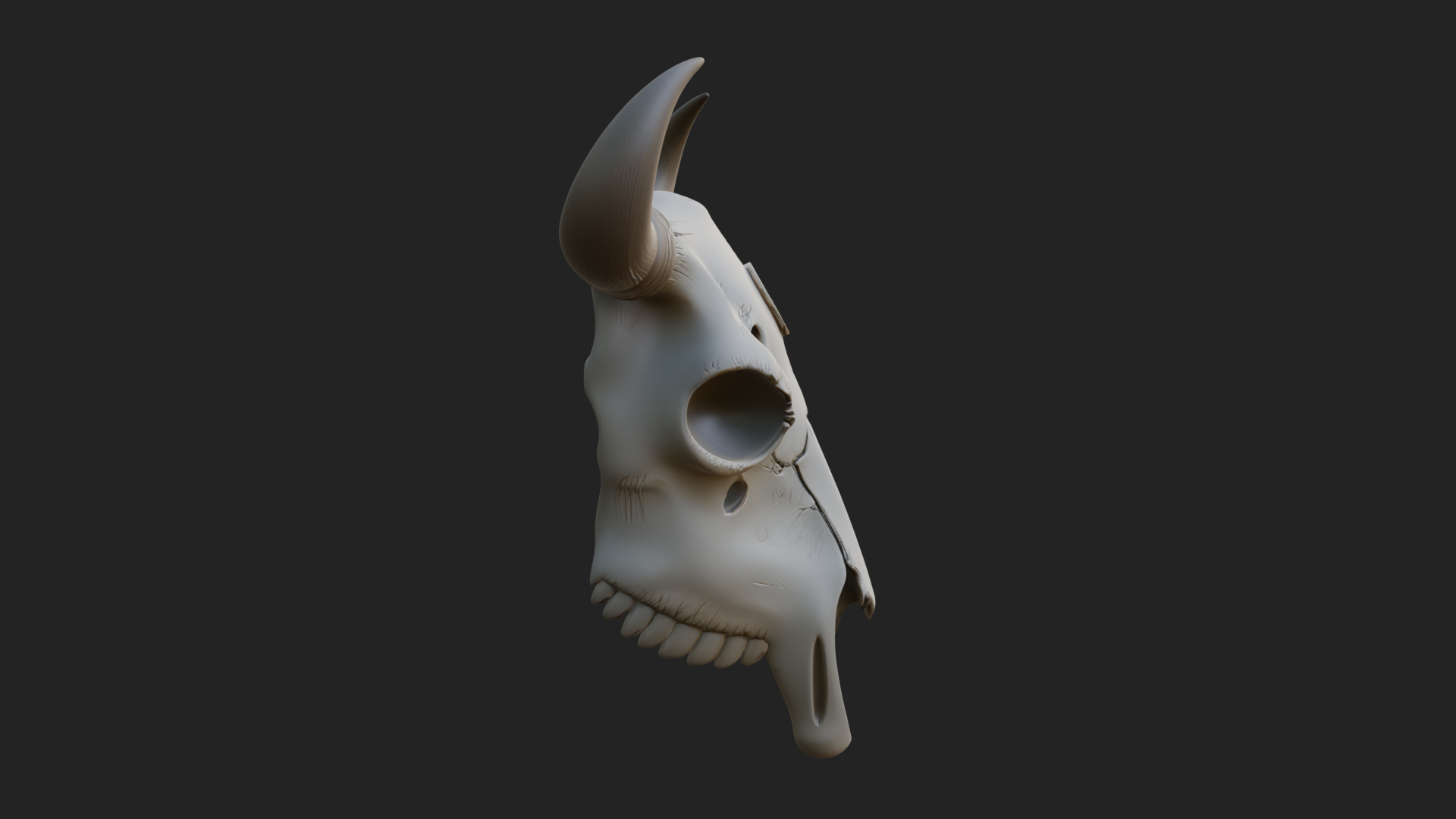 Bull Skull Statue Design 1 3D Print Model 3D Model