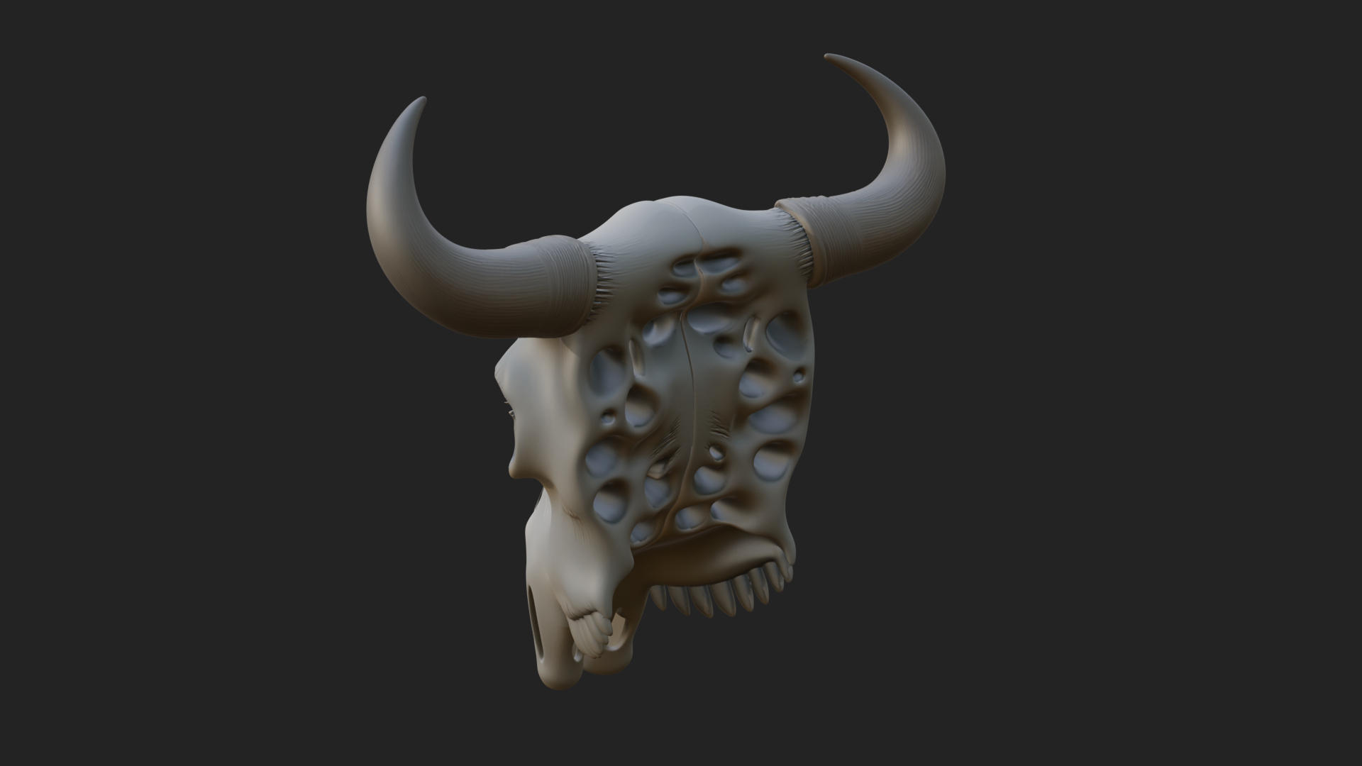 Bull Skull Statue Design 1 3D Print Model 3D Model