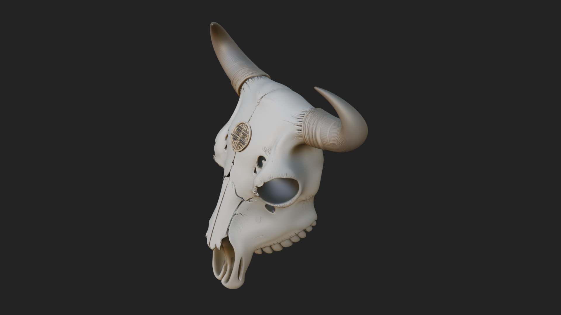 Bull Skull Statue Design 1 3D Print Model 3D Model