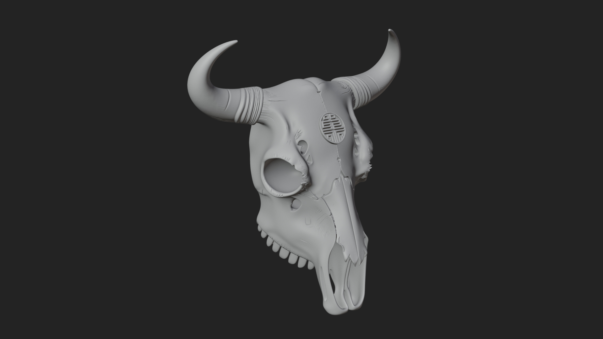 Bull Skull Statue Design 1 3D Print Model 3D Model