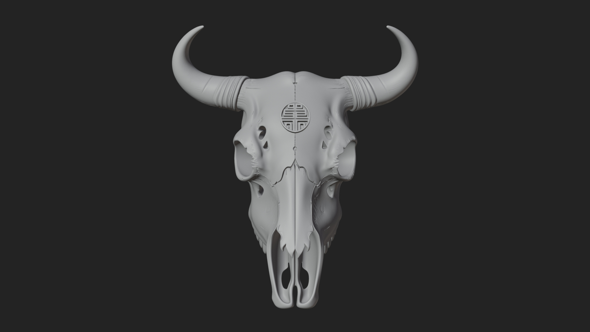 Bull Skull Statue Design 1 3D Print Model 3D Model