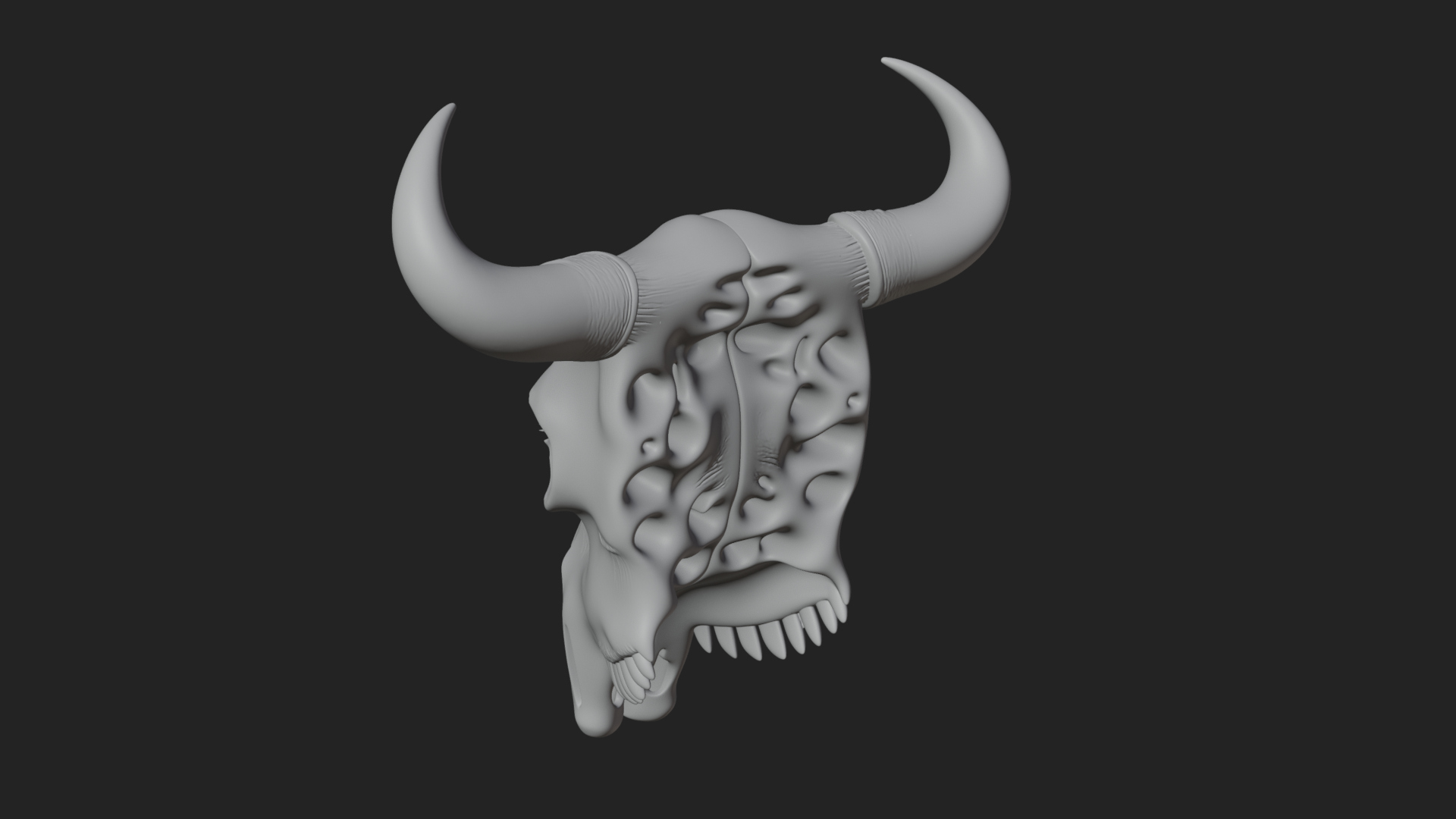 Bull Skull Statue Design 1 3D Print Model 3D Model