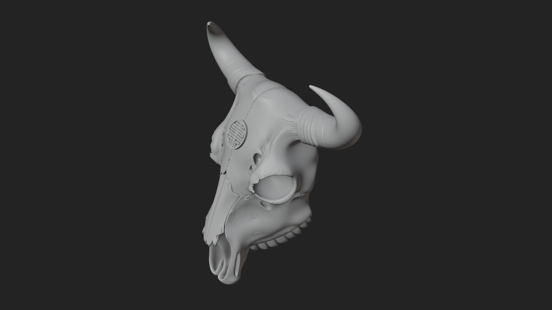 Bull Skull Statue Design 1 3D Print Model 3D Model