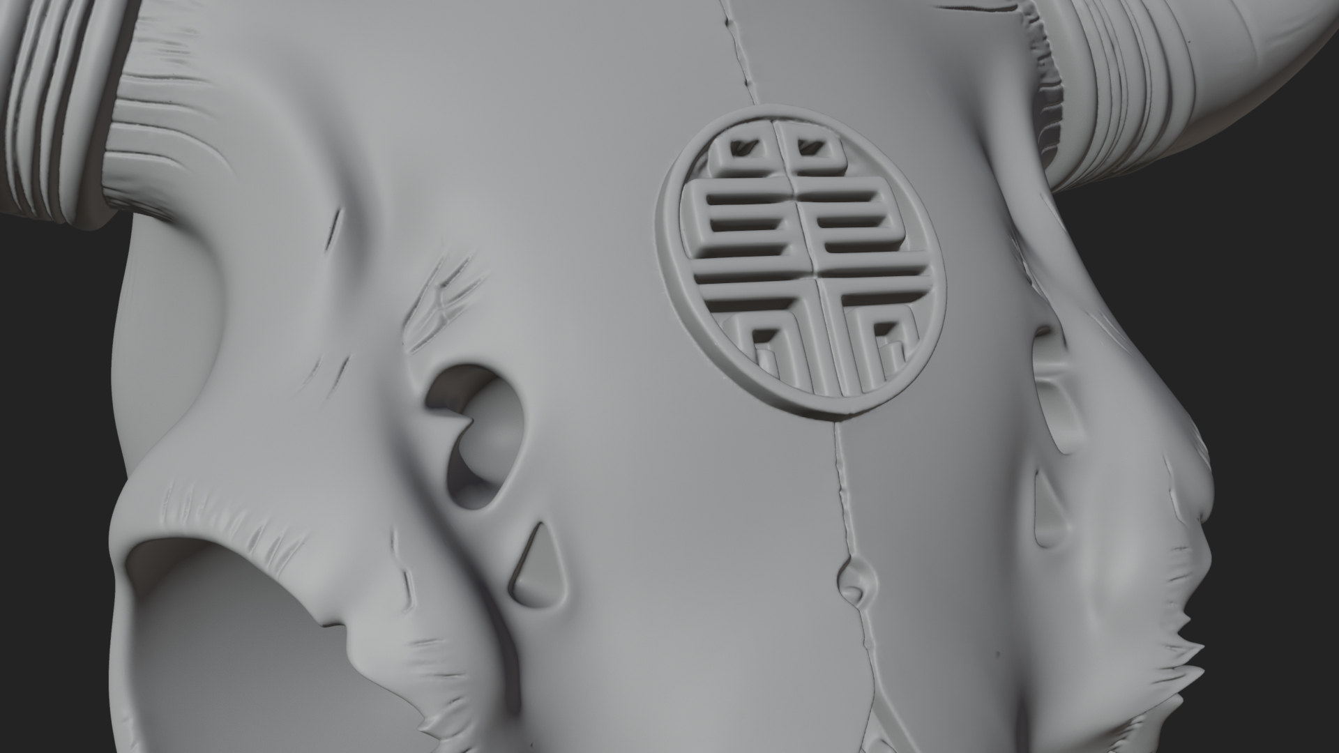 Bull Skull Statue Design 1 3D Print Model 3D Model