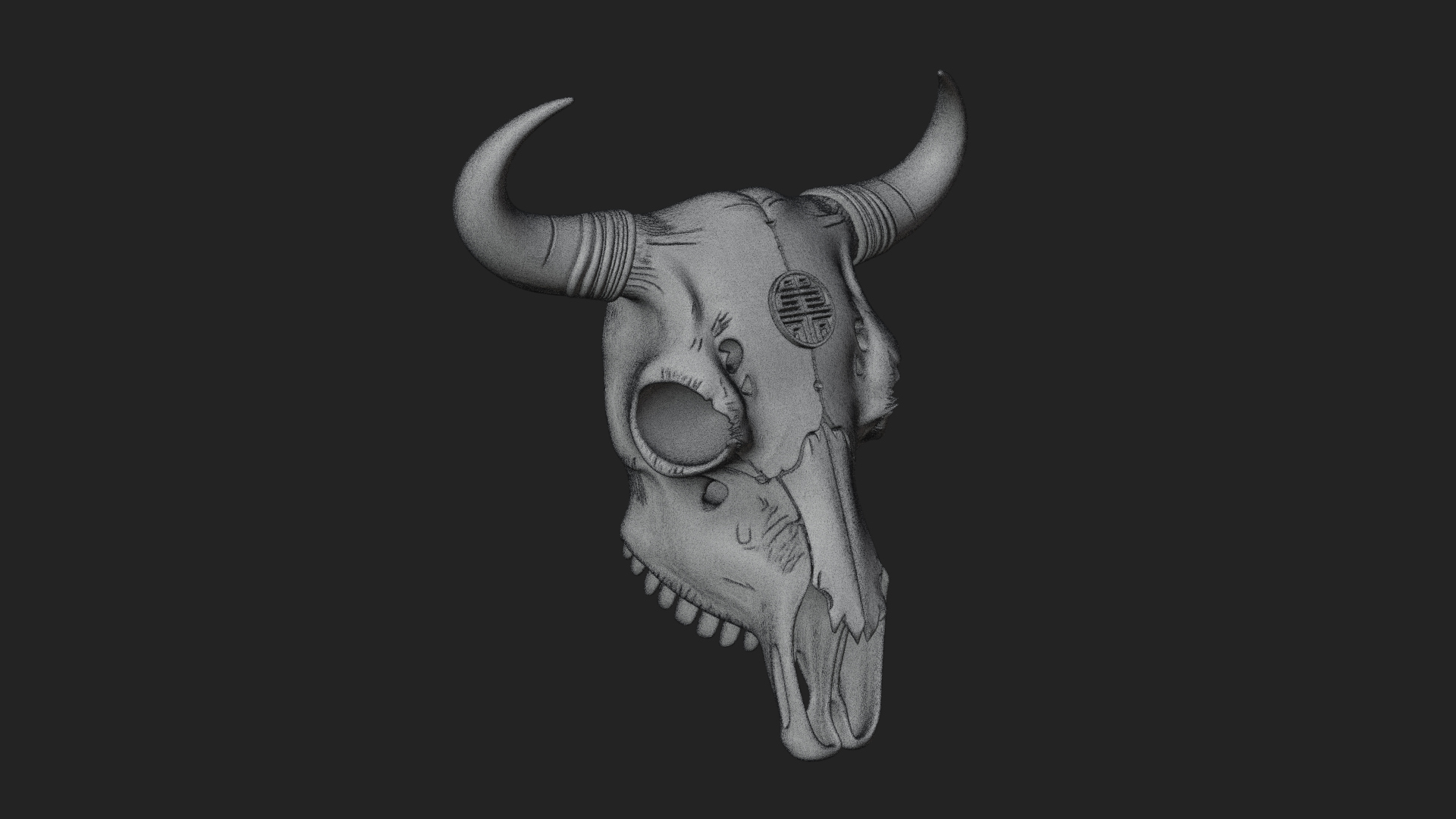 Bull Skull Statue Design 1 3D Print Model 3D Model