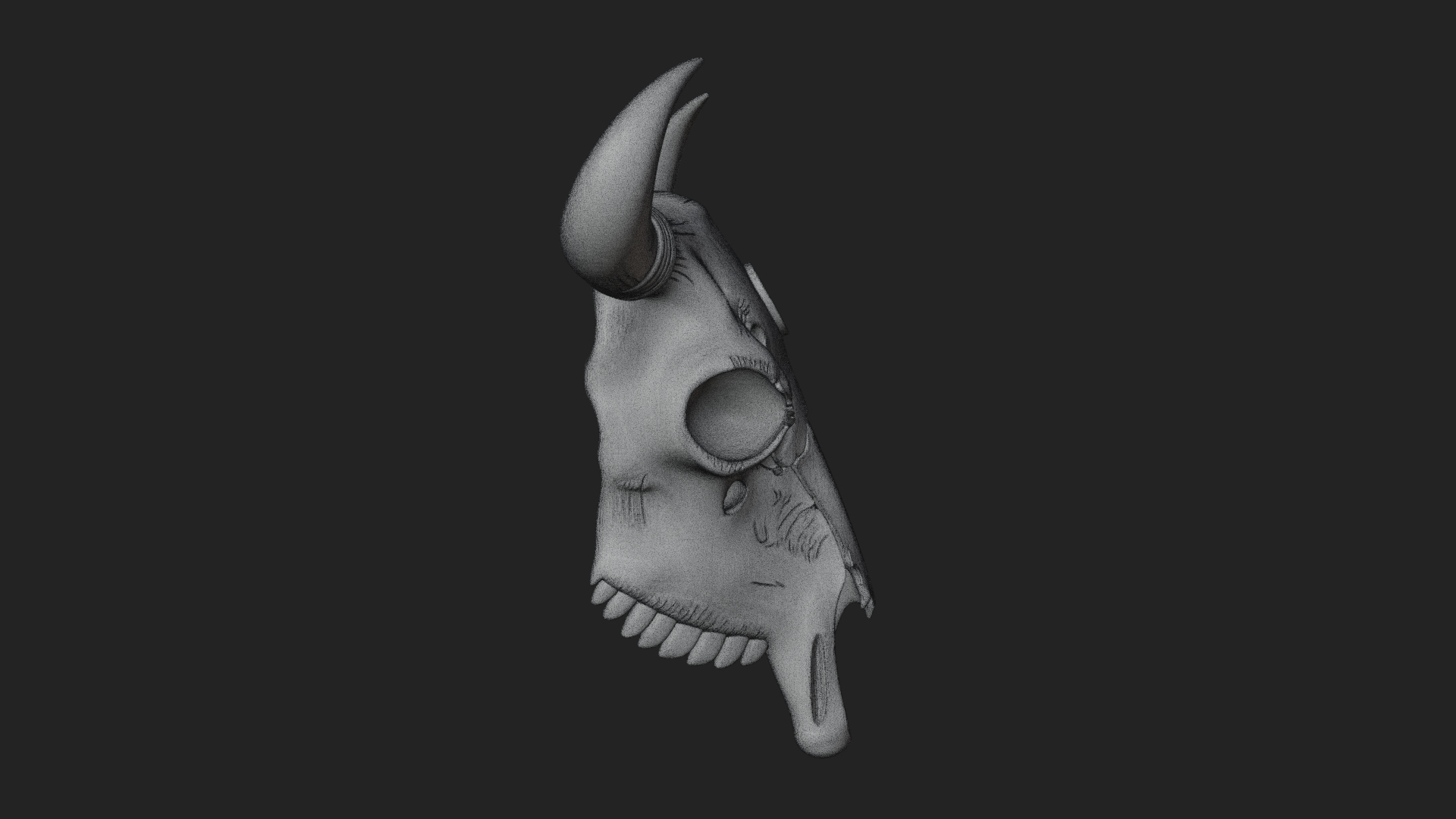 Bull Skull Statue Design 1 3D Print Model 3D Model