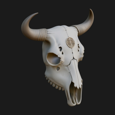 Bull Skull Statue Design 1 3D Print Model