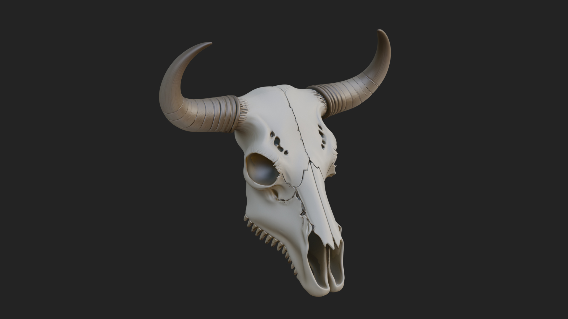 Bull Skull Statue Design 2 3D Print Model 3D Model