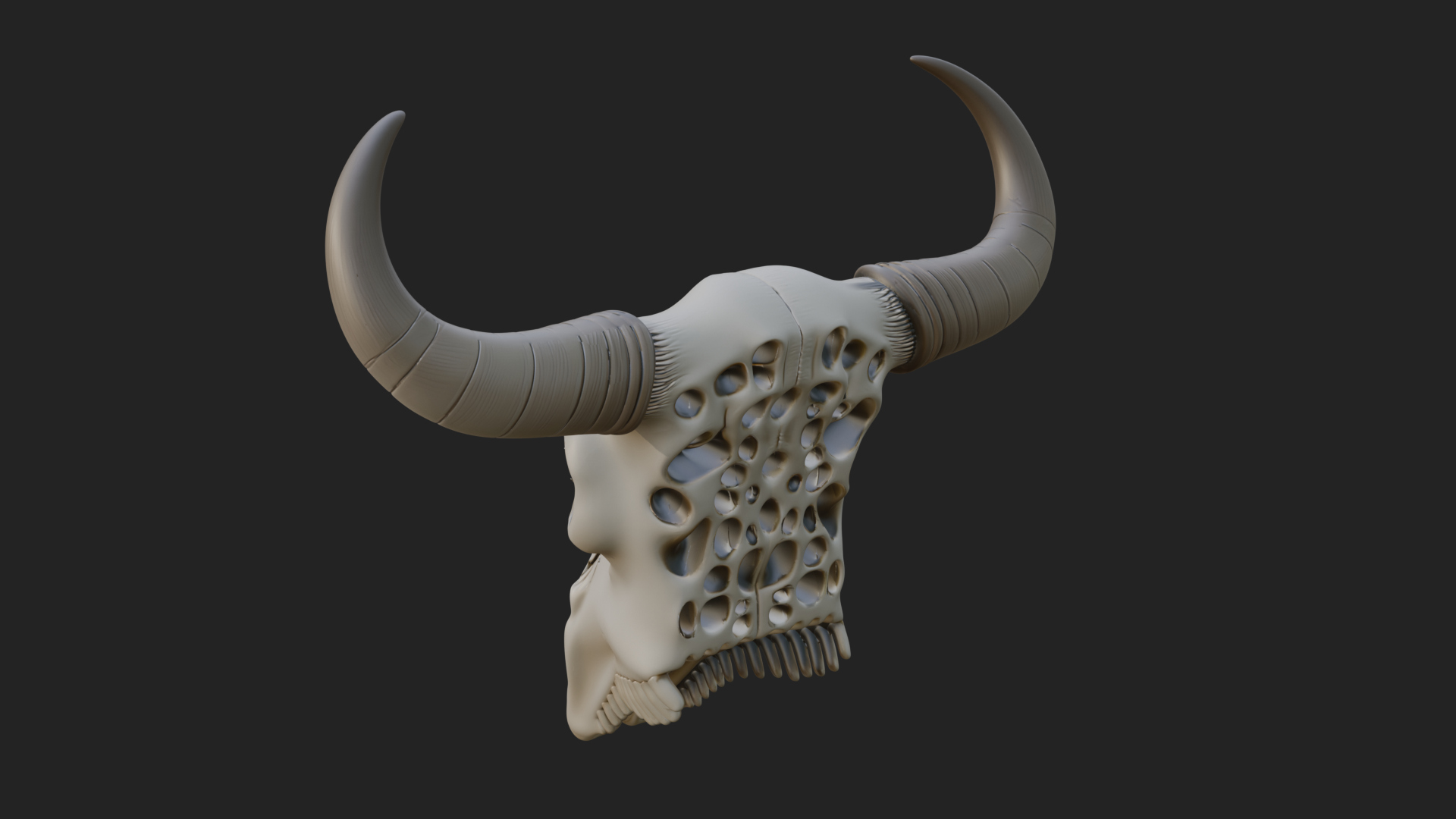 Bull Skull Statue Design 2 3D Print Model 3D Model