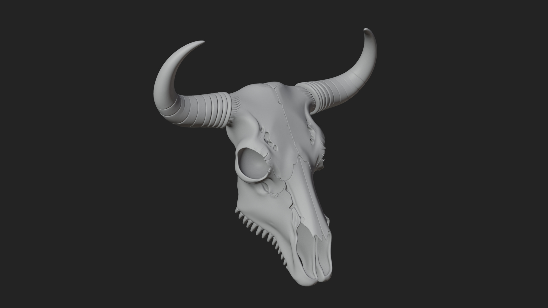 Bull Skull Statue Design 2 3D Print Model 3D Model