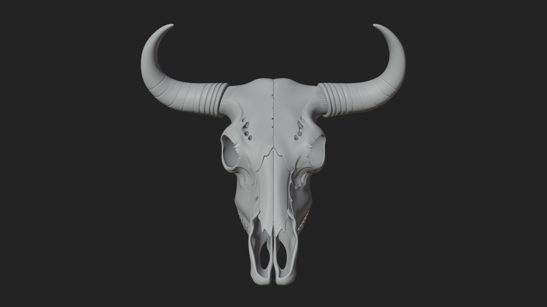 Bull Skull Statue Design 2 3D Print Model 3D Model
