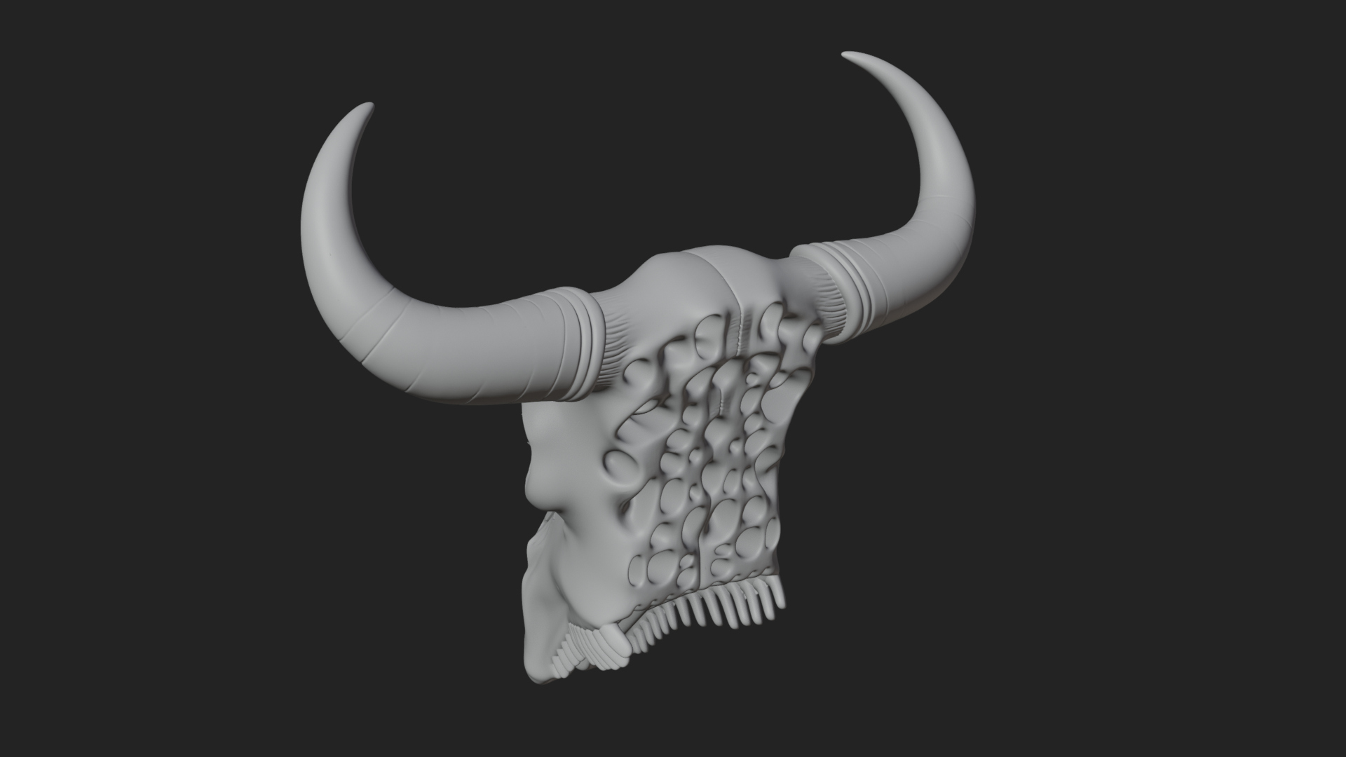 Bull Skull Statue Design 2 3D Print Model 3D Model