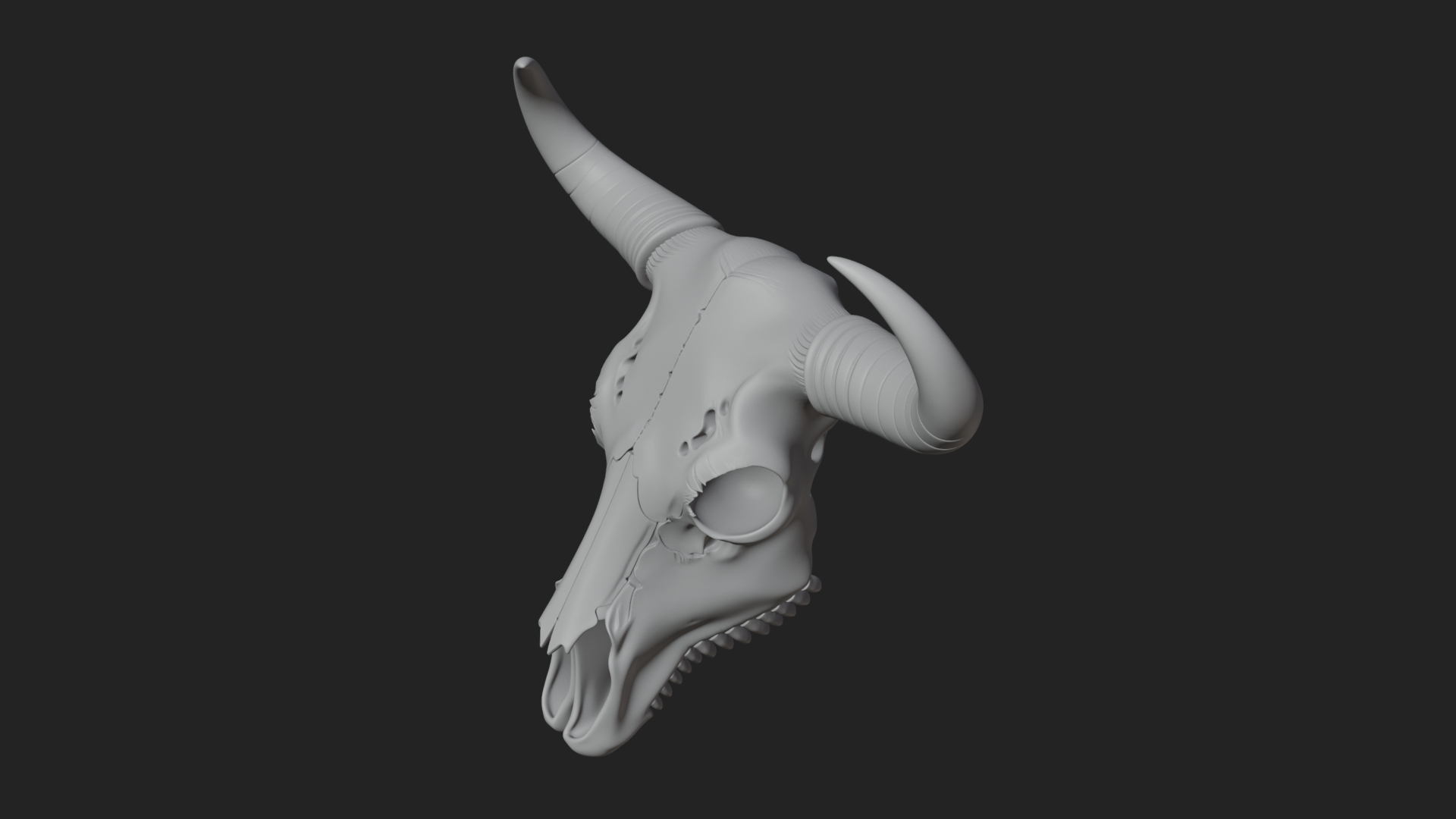 Bull Skull Statue Design 2 3D Print Model 3D Model