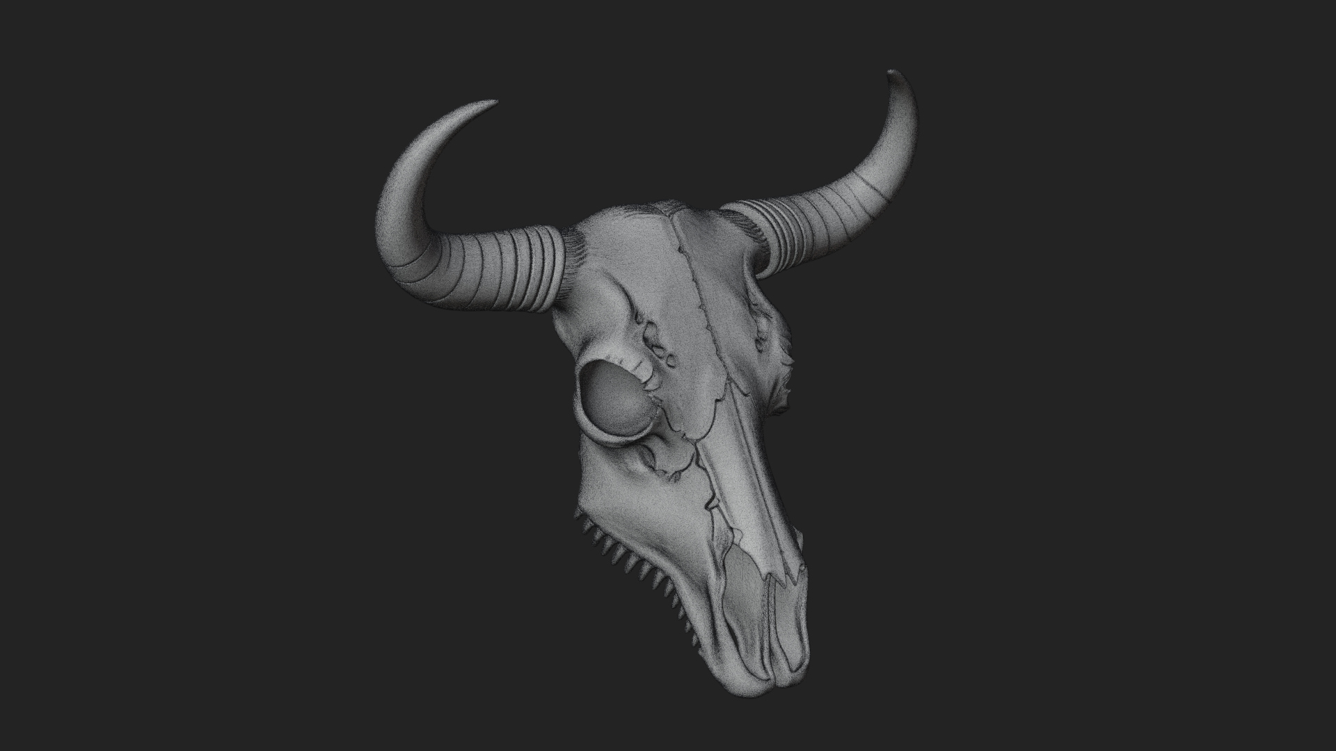 Bull Skull Statue Design 2 3D Print Model 3D Model