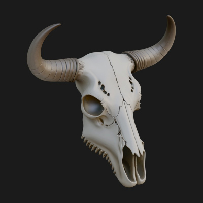 Bull Skull Statue Design 2 3D Print Model