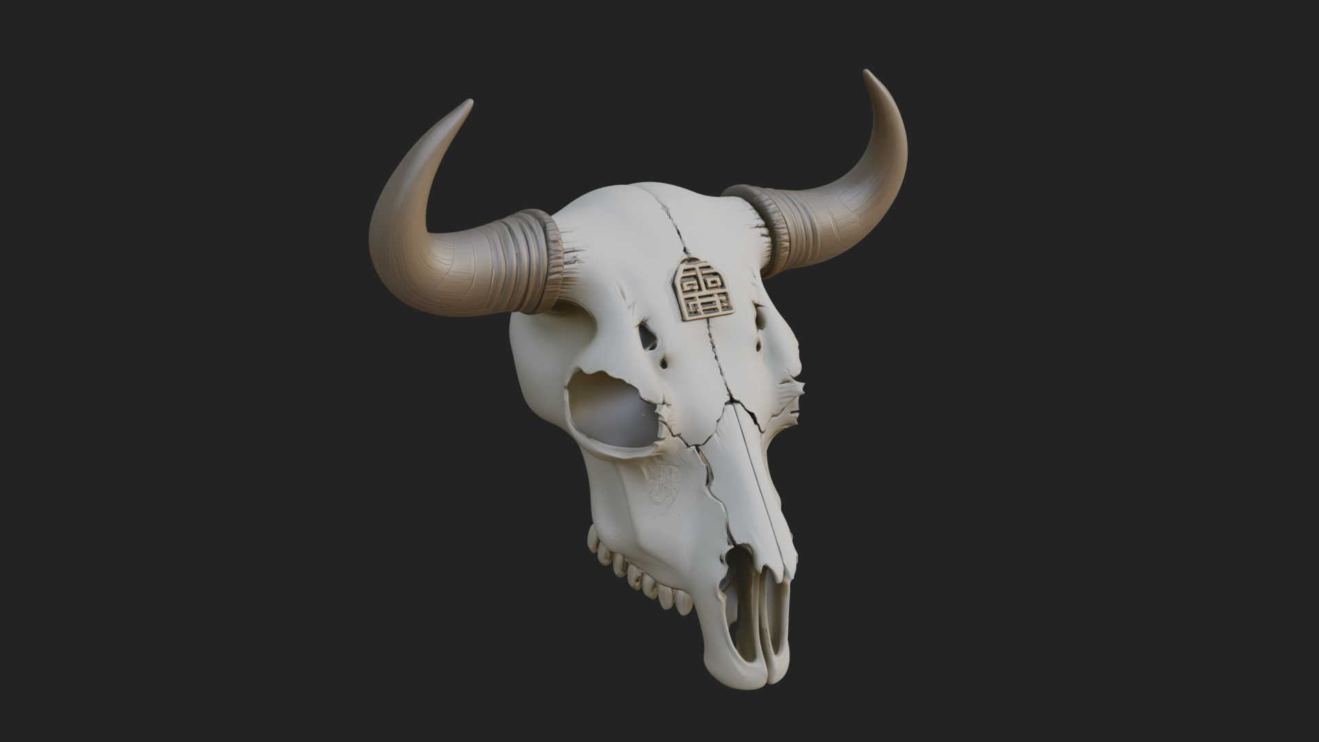 Bull Skull Statue Design 3 3D Print Model 3D Model