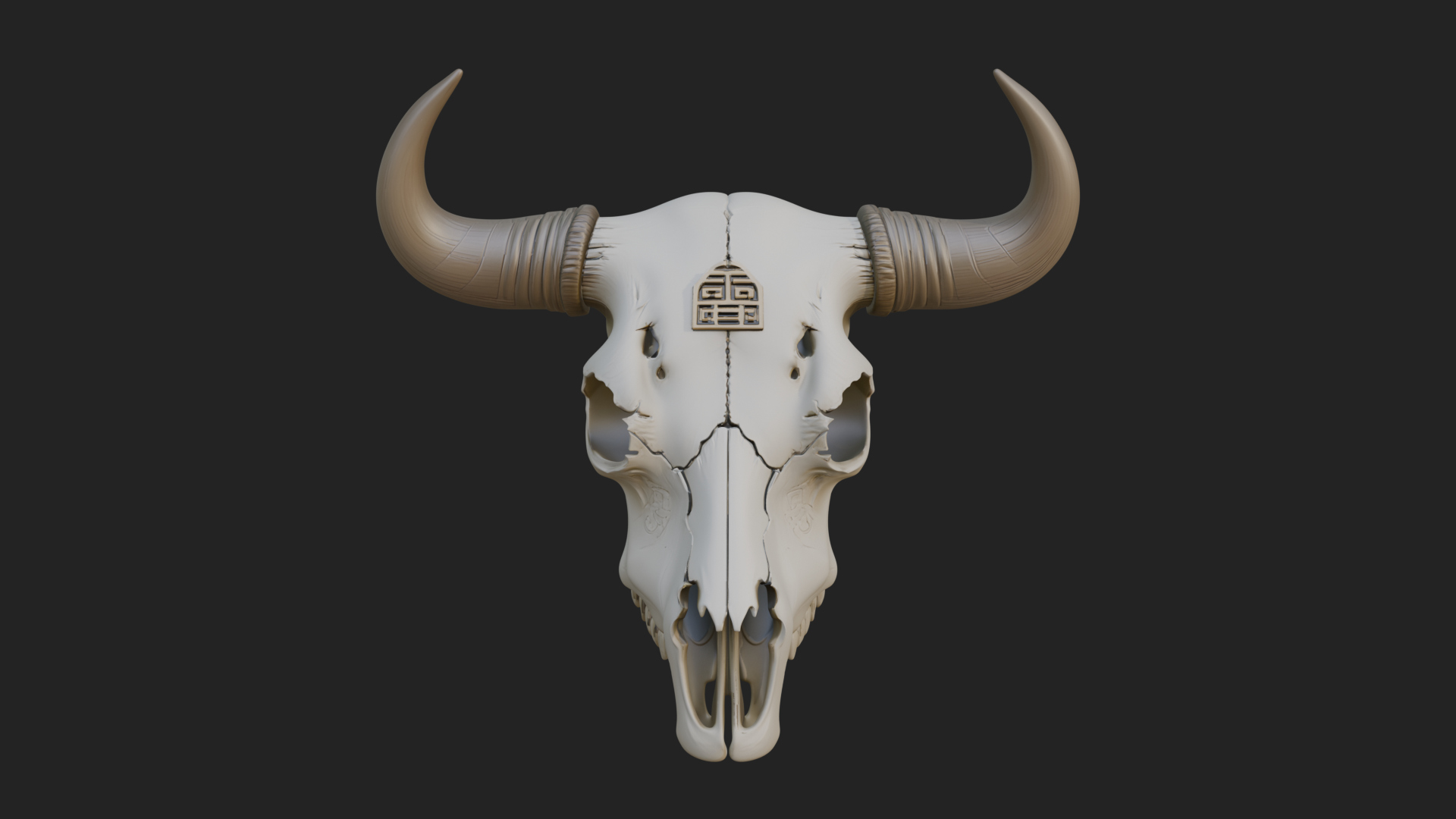 Bull Skull Statue Design 3 3D Print Model 3D Model