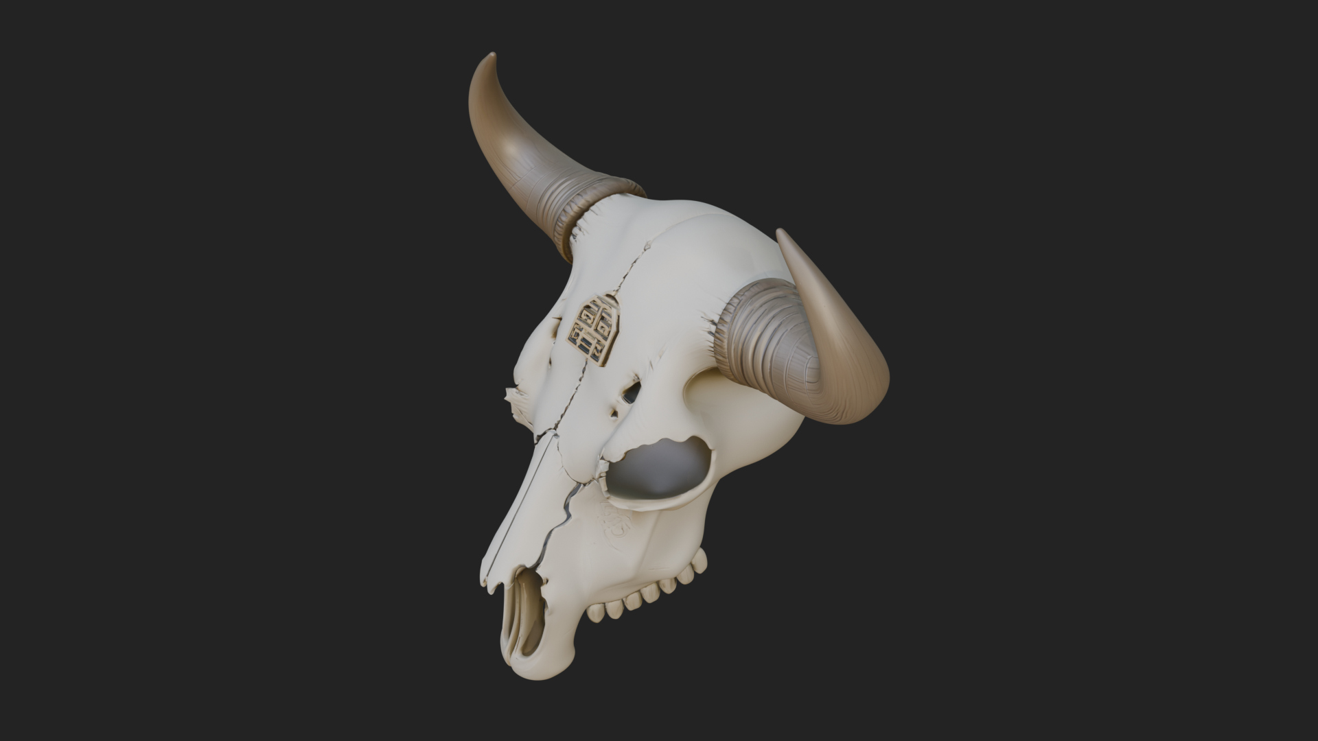 Bull Skull Statue Design 3 3D Print Model 3D Model
