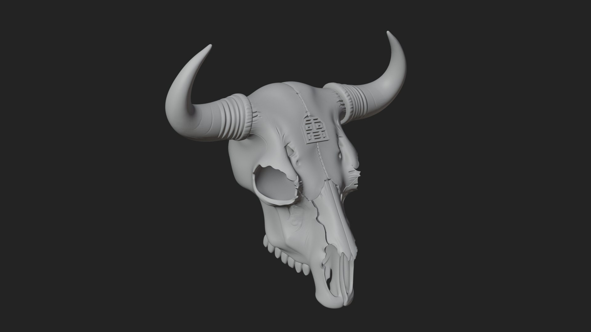 Bull Skull Statue Design 3 3D Print Model 3D Model