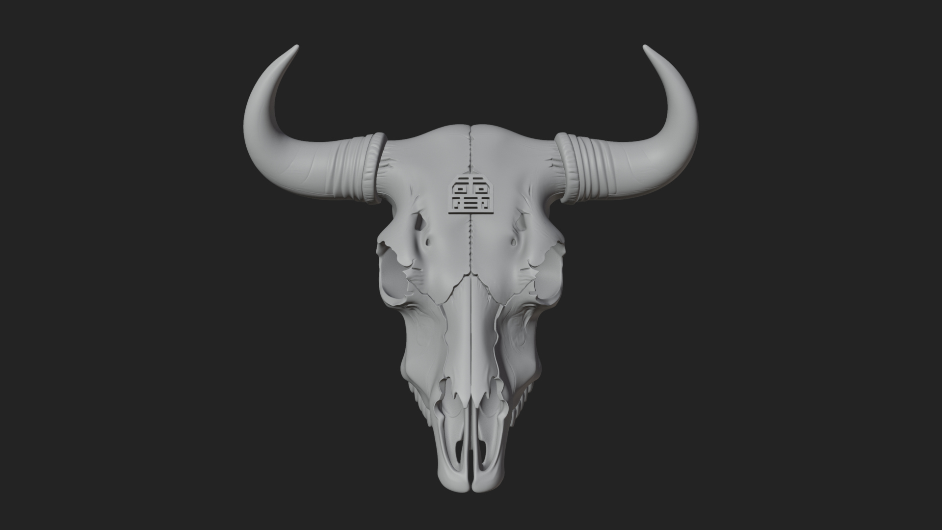Bull Skull Statue Design 3 3D Print Model 3D Model