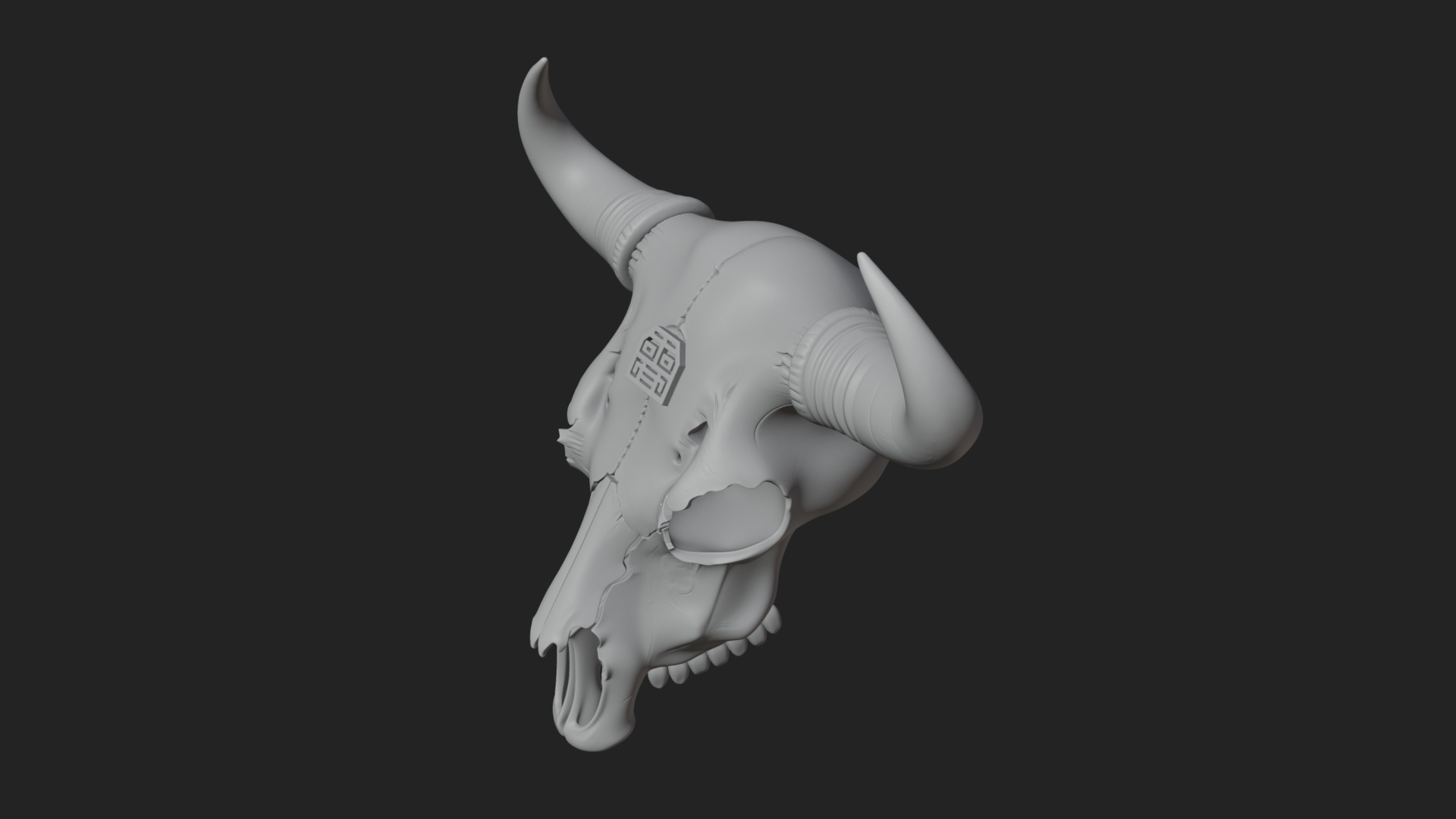 Bull Skull Statue Design 3 3D Print Model 3D Model