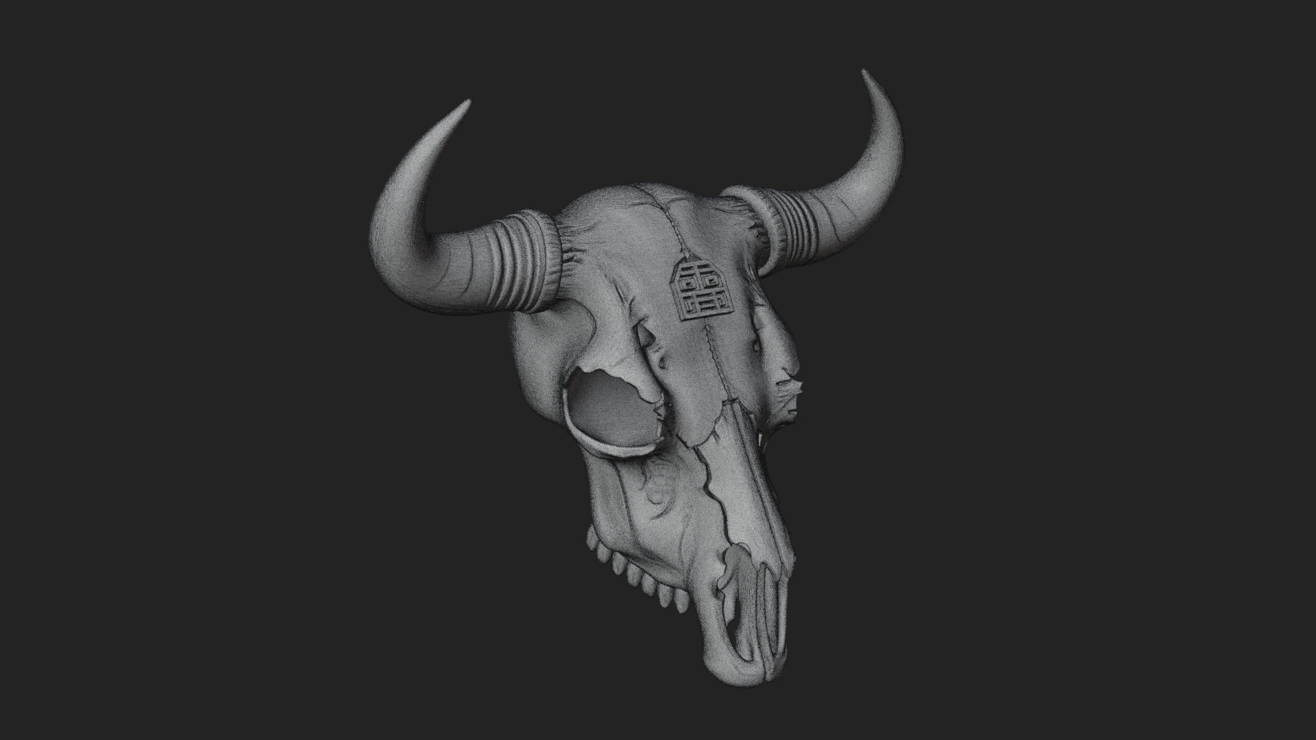 Bull Skull Statue Design 3 3D Print Model 3D Model