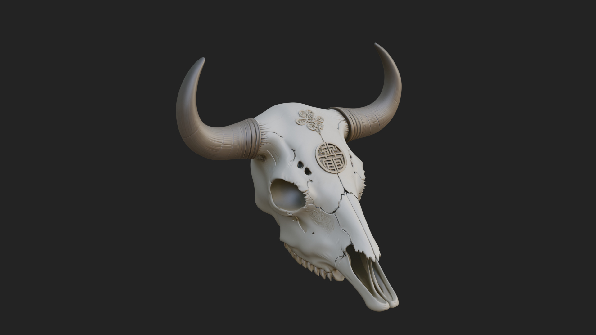 Bull Skull Statue Design 4 3D Print Model 3D Model