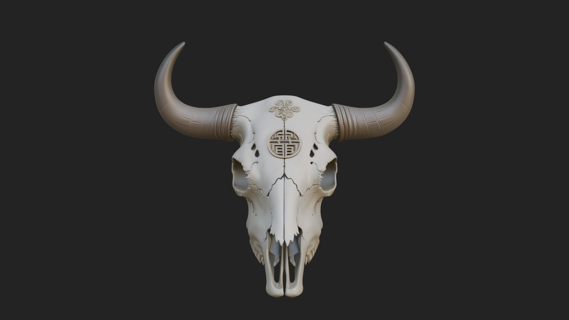 Bull Skull Statue Design 4 3D Print Model 3D Model