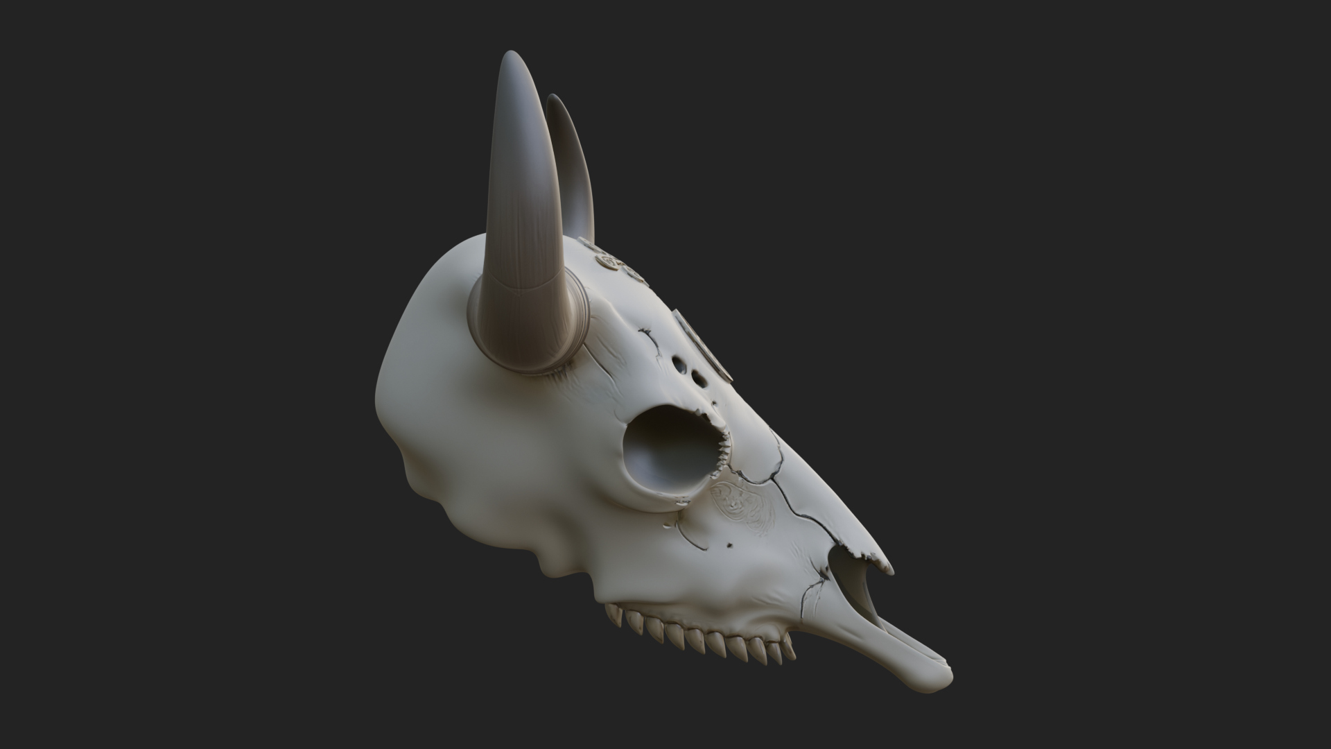 Bull Skull Statue Design 4 3D Print Model 3D Model