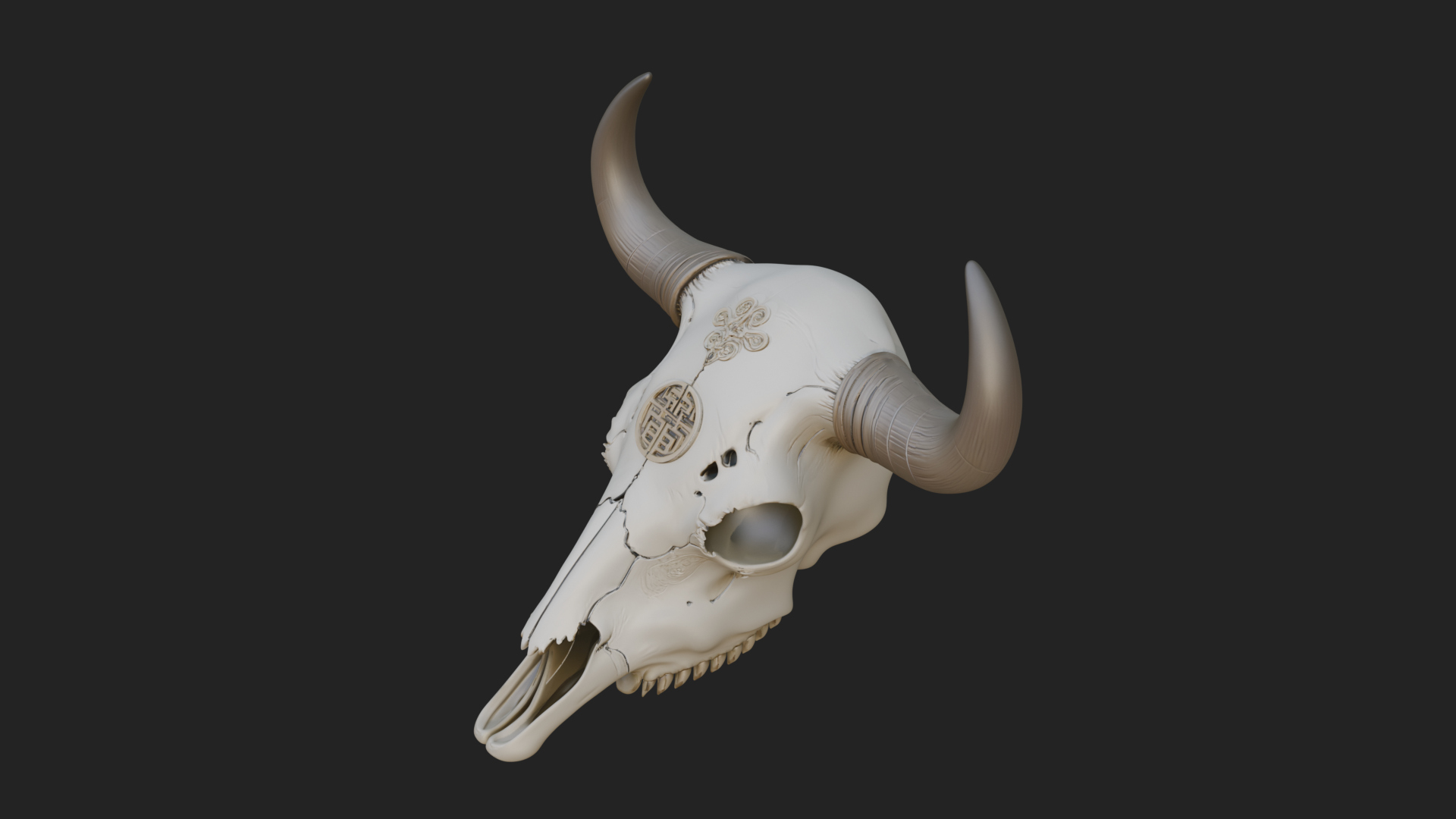 Bull Skull Statue Design 4 3D Print Model 3D Model