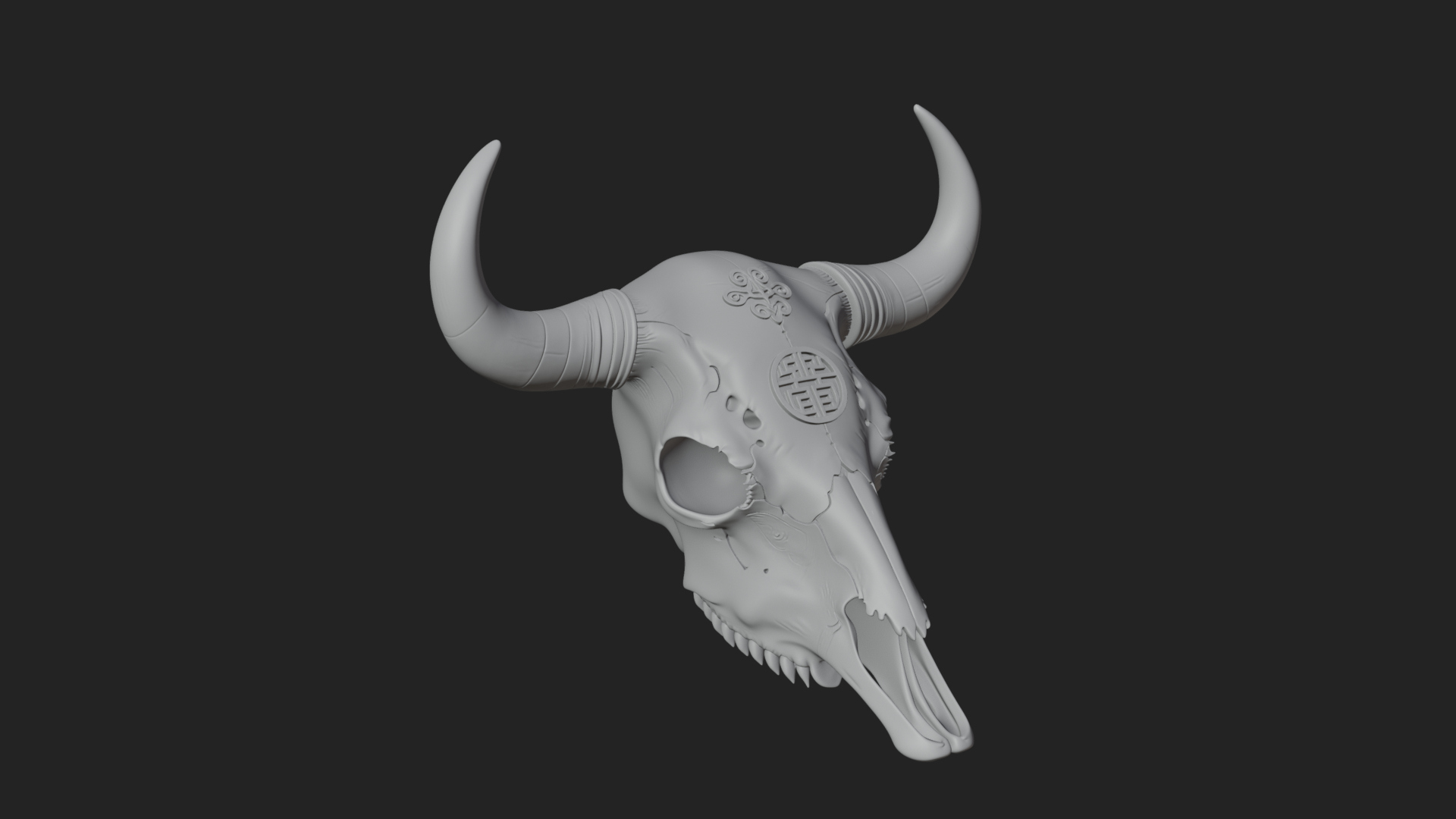 Bull Skull Statue Design 4 3D Print Model 3D Model