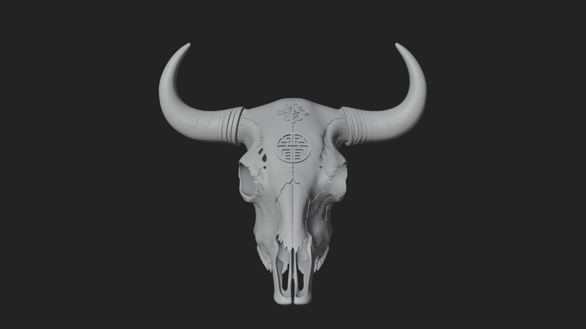 Bull Skull Statue Design 4 3D Print Model 3D Model