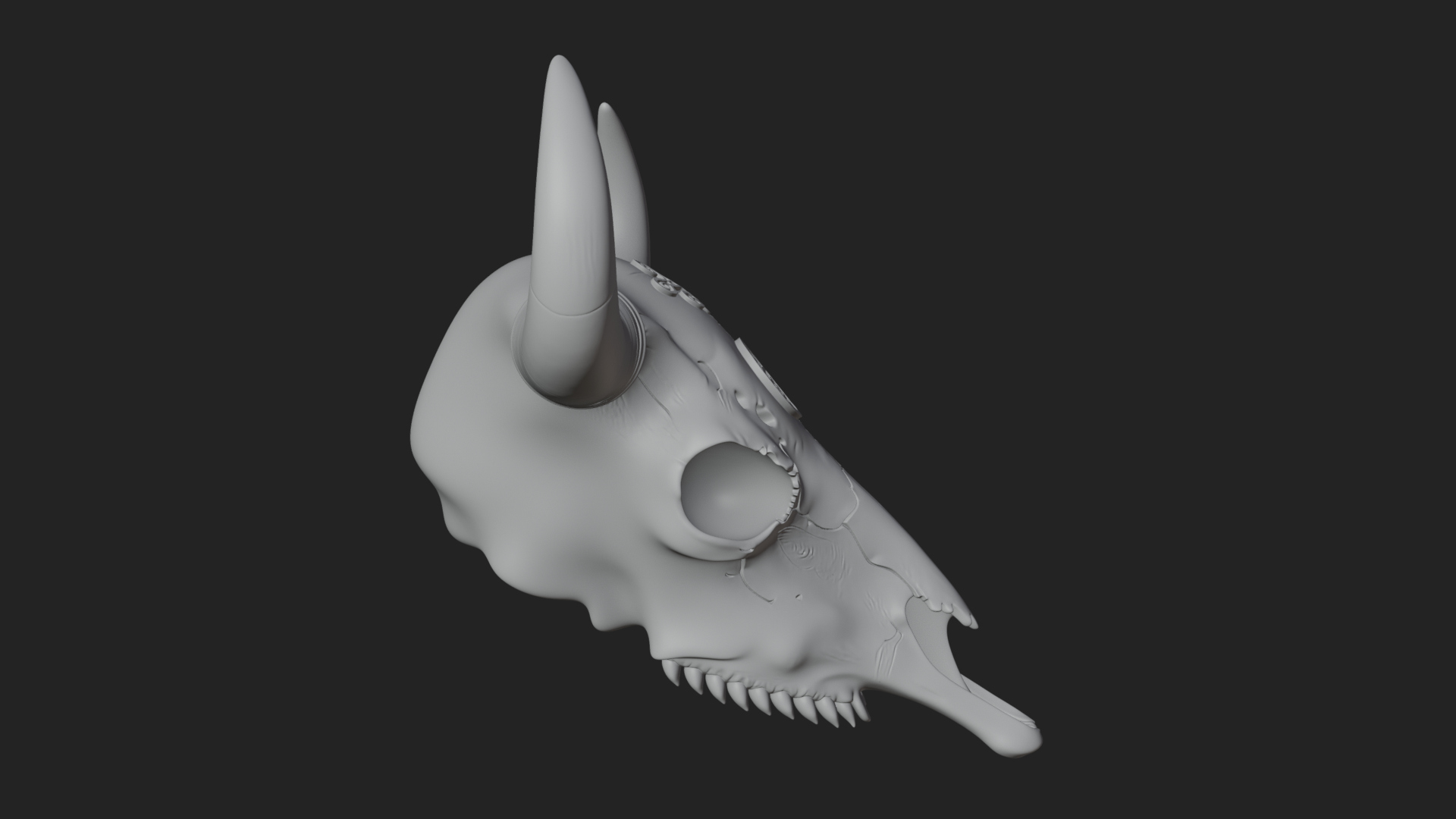 Bull Skull Statue Design 4 3D Print Model 3D Model