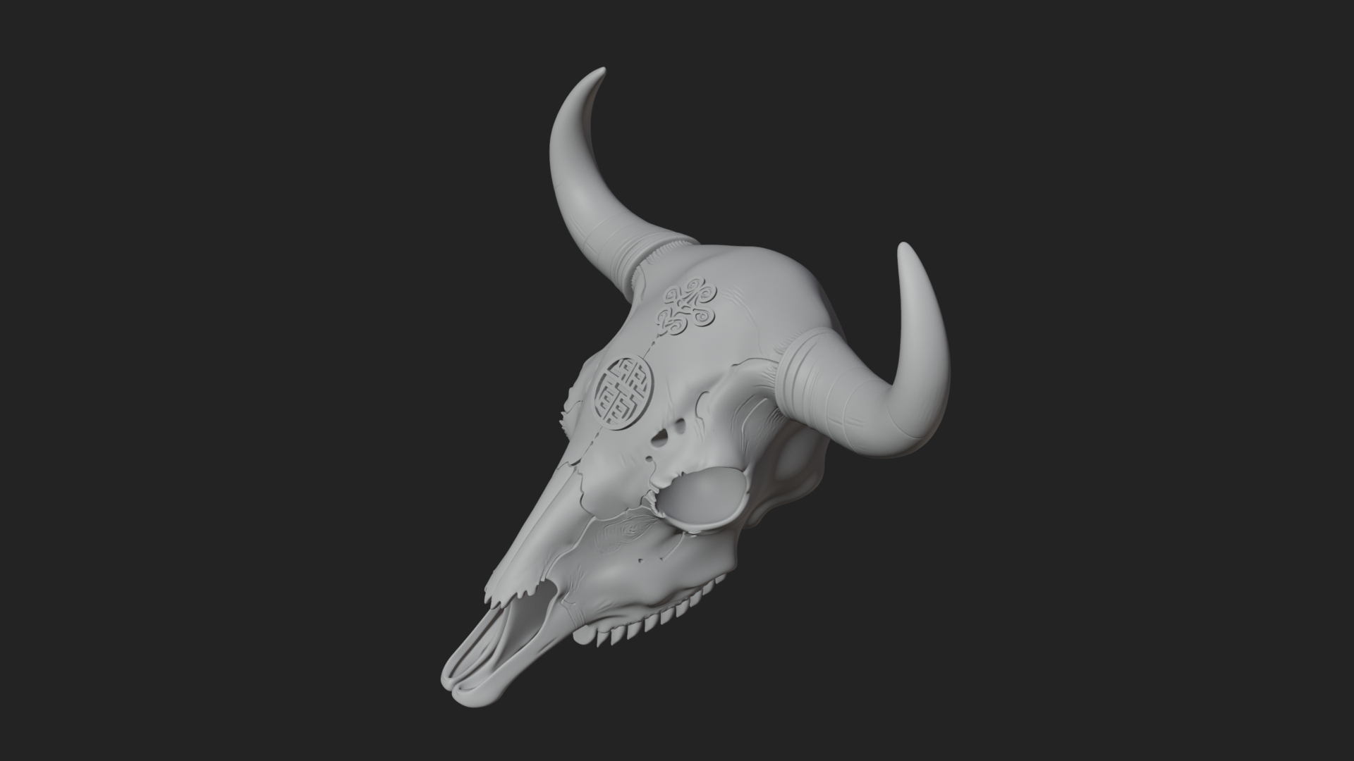Bull Skull Statue Design 4 3D Print Model 3D Model