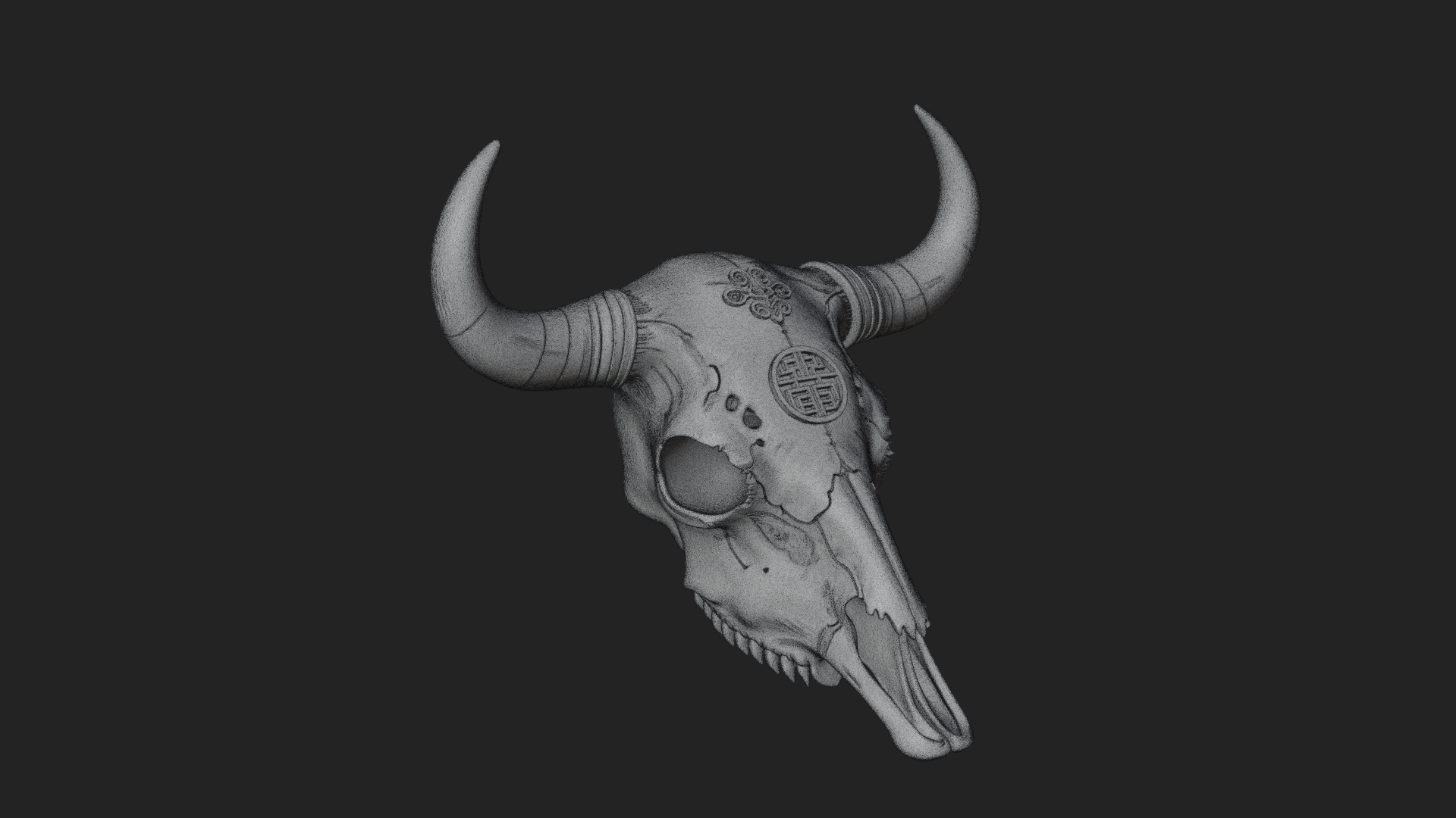 Bull Skull Statue Design 4 3D Print Model 3D Model