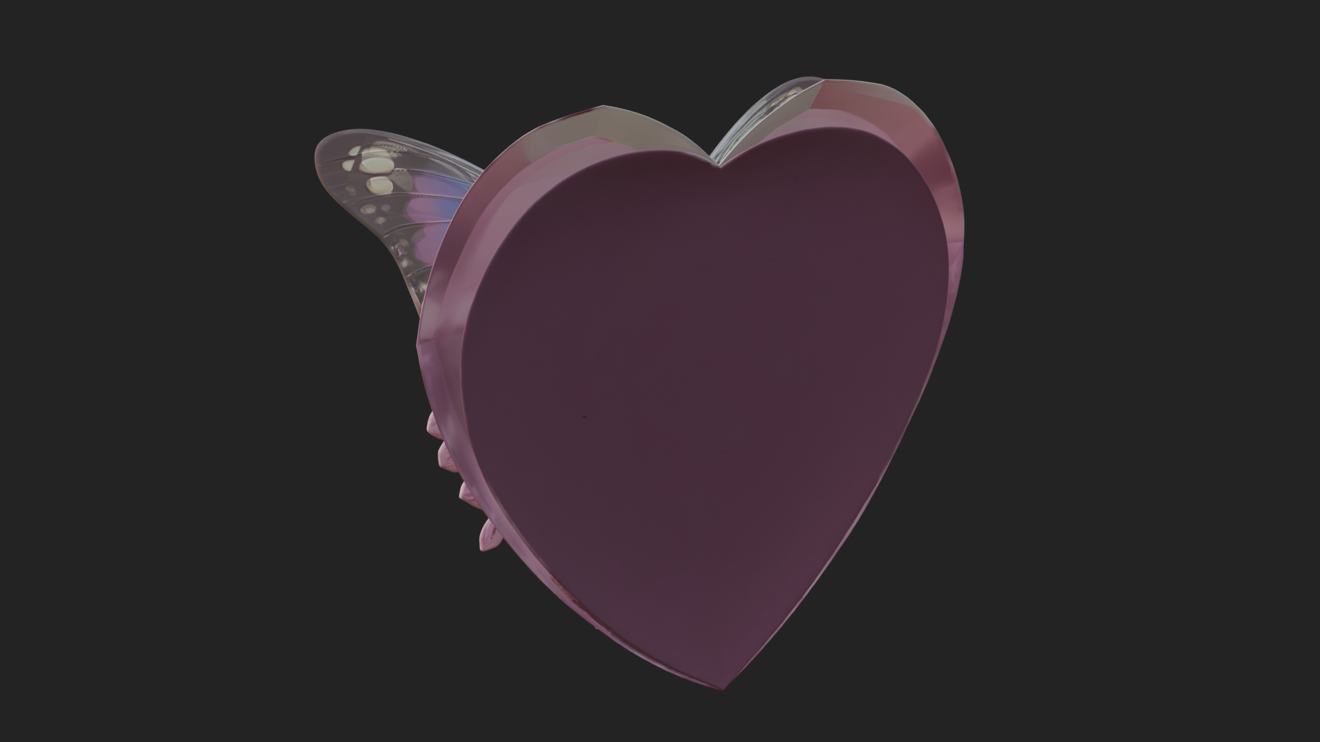 Butterfly Carved Heart Plaque Design 1 3D Print Model 3D Model