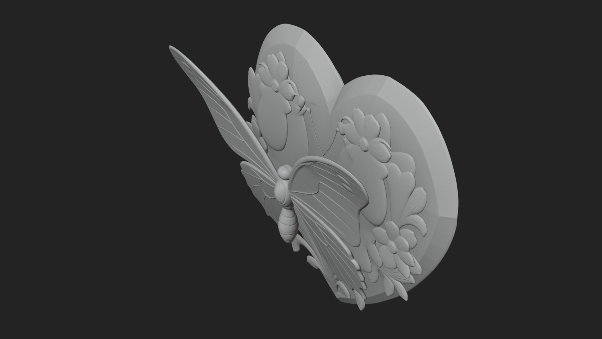 Butterfly Carved Heart Plaque Design 1 3D Print Model 3D Model