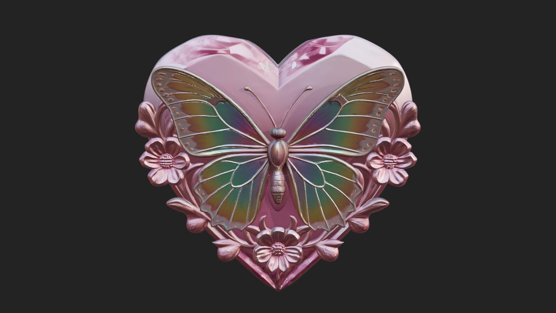 Butterfly Carved Heart Plaque Design 2 3D Print Model 3D Model