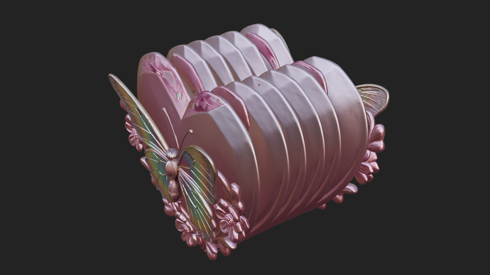Butterfly Carved Heart Plaque Design 2 3D Print Model 3D Model